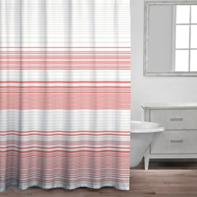 navy coral shower curtain