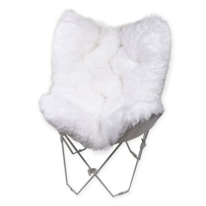 faux fur butterfly chair gray