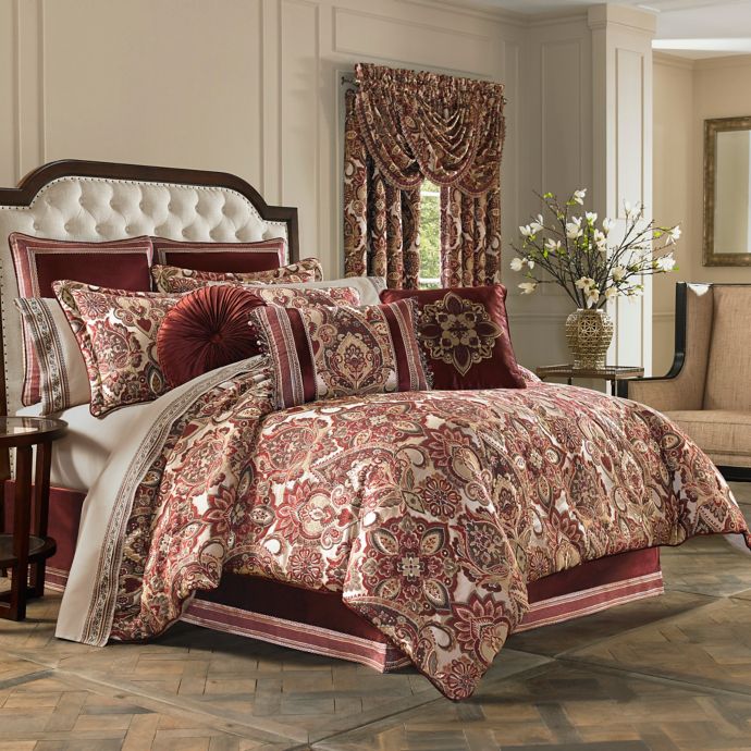 J Queen New York Rosewood Comforter Set In Burgundy Bed Bath