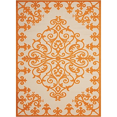 Nourison Aloha 9&#39;6&quot;x13&#39; Machine Woven Indoor/Outdoor Medallion Rug in Orange. View a larger version of this product image.