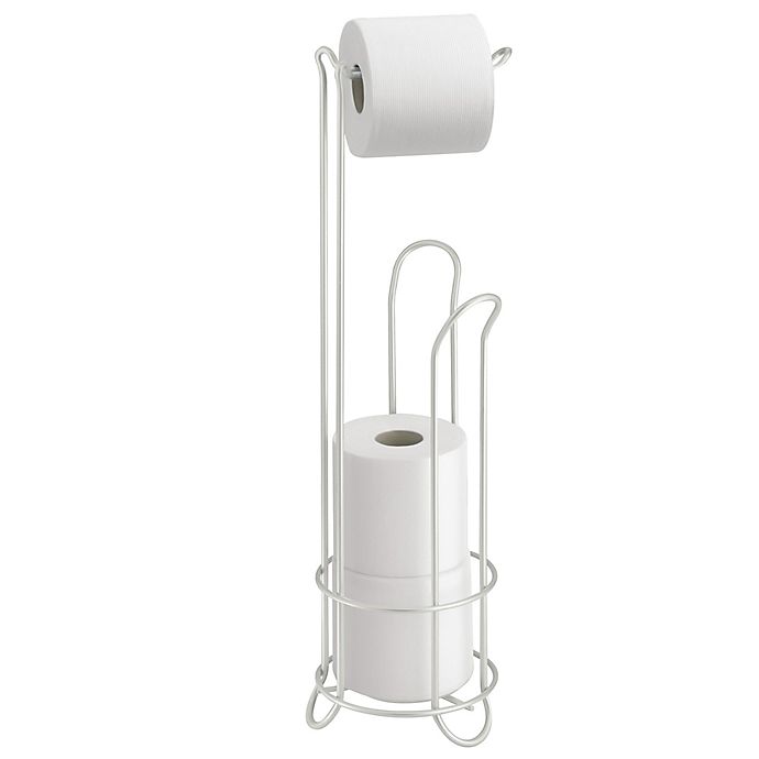 Idesign Standing 3 Roll Toilet Paper Holder Plus In Pearl White Bed Bath And Beyond Canada - Wall Mounted Toilet Paper Holder Target