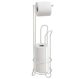 iDesign® Standing 3-Roll Toilet Paper Holder Plus in Pearl White