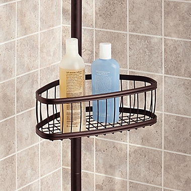 iDesign&reg; York Constant Tension Corner Shower Caddy in Bronze. View a larger version of this product image.