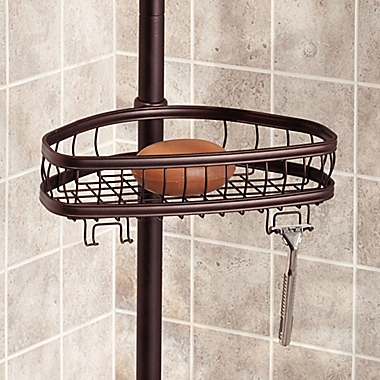 iDesign&reg; York Constant Tension Corner Shower Caddy in Bronze. View a larger version of this product image.