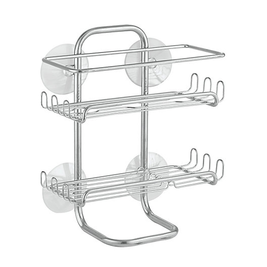 Alternate image 1 for iDesign® Classic Suction Shelves Medium Shower Caddy in Silver