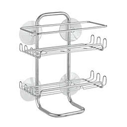 iDesign® Classic Suction Shelves Medium Shower Caddy in Silver