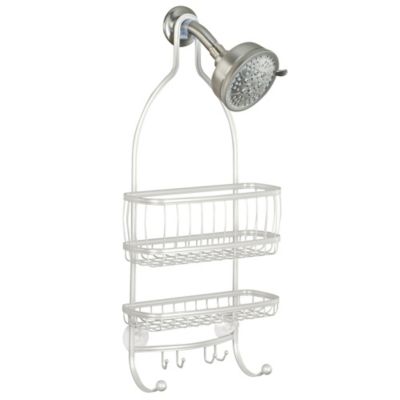 Metal Wire Hanging Shower Caddy Extra Wide Space Pearl White Organizer 