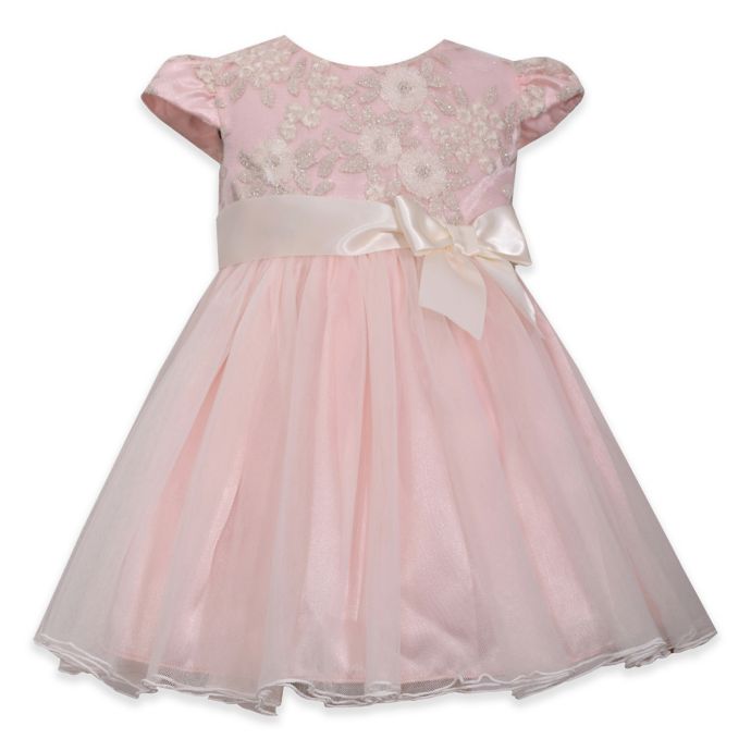 Bonnie Baby Girls' Embroidered Dress in Blush | Bed Bath & Beyond