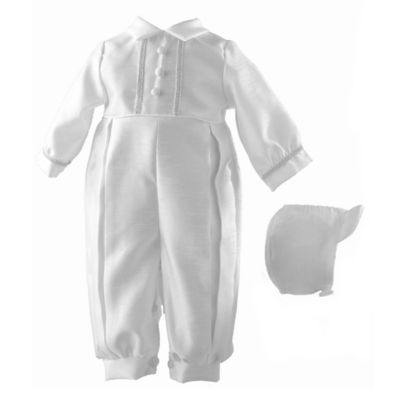 Lauren Madison Shantung Christening Coverall and Hat Set