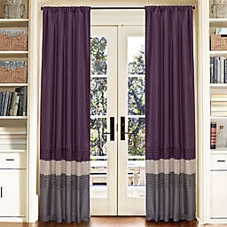 Mia Pleated 84-Inch Rod Pocket Window Curtain Panels  in Purple/Grey (Set of 2)