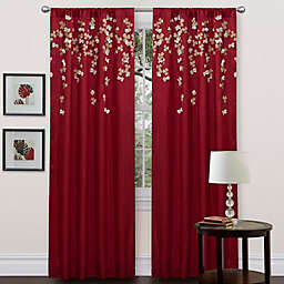 Flower Drops 84-Inch Rod Pocket Window Curtain Panel in Red (Single)