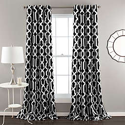 Edward Trellis 84-Inch Grommet Top Room Darkening Window Curtain Panels  in Black (Set of 2)