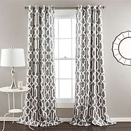 Edward Trellis 84-Inch Grommet Top Room Darkening Window Curtain Panels  in Grey (Set of 2)