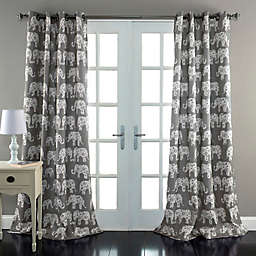 Elephant Parade 84-Inch Room Darkening Window Curtain Panels  in Grey (Set of 2)