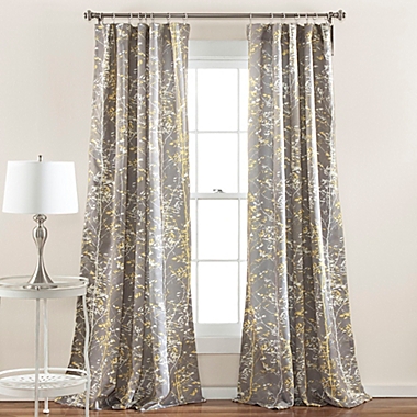 Lush Decor Forest 84-Inch Rod Pocket Room Darkening Curtain Panels in Grey/Yellow (Set of 2). View a larger version of this product image.