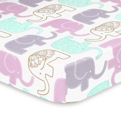 The Peanut Shell&reg; Little Peanut Elephant Fitted Crib Sheet in Lilac