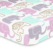 The Peanut Shell&reg; Little Peanut Elephant Fitted Crib Sheet in Lilac