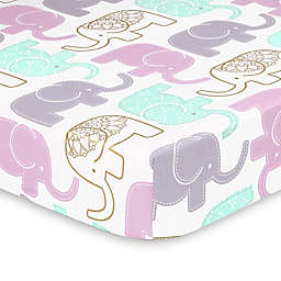 The Peanut Shell® Little Peanut Elephant Fitted Crib Sheet in Lilac