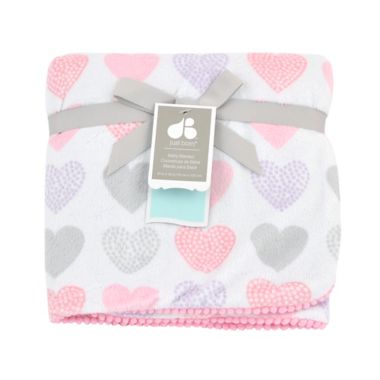 Just Born&reg; Pink Hearts Plush Blanket. View a larger version of this product image.