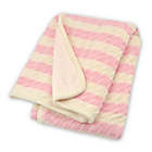 Alternate image 0 for Just Born&reg; Awning Stripe Cable Knit Blanket in Soft Pink/White