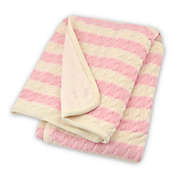 Just Born&reg; Awning Stripe Cable Knit Blanket in Soft Pink/White