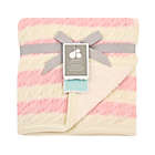 Alternate image 1 for Just Born&reg; Awning Stripe Cable Knit Blanket in Soft Pink/White