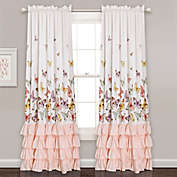 Flutter Butterfly 84-Inch Rod Pocket Window Curtain Panels  in Pink (Set of 2)