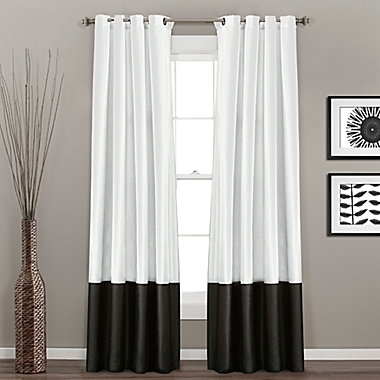 Prima 84-Inch Grommet Window Curtain Panels in Black/White (Set of 2). View a larger version of this product image.