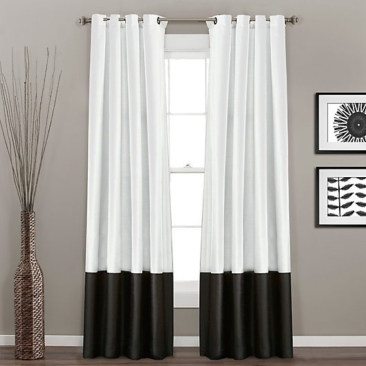 Alternate image 1 for Prima 84-Inch Grommet Window Curtain Panels in Black/White (Set of 2)