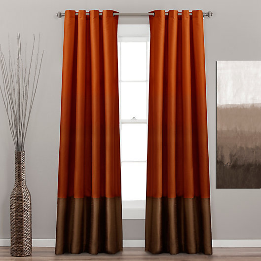 Alternate image 1 for Prima 84-Inch Grommet Window Curtain Panels in Rust/Brown (Set of 2)