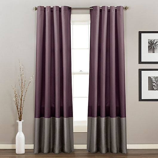 Alternate image 1 for Prima 84-Inch Grommet Window Curtain Panelsin Purple/Grey (Set of 2)