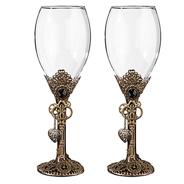 Lillian Rose&trade; Steampunk Wine Glasses (Set of 2). View a larger version of this product image.