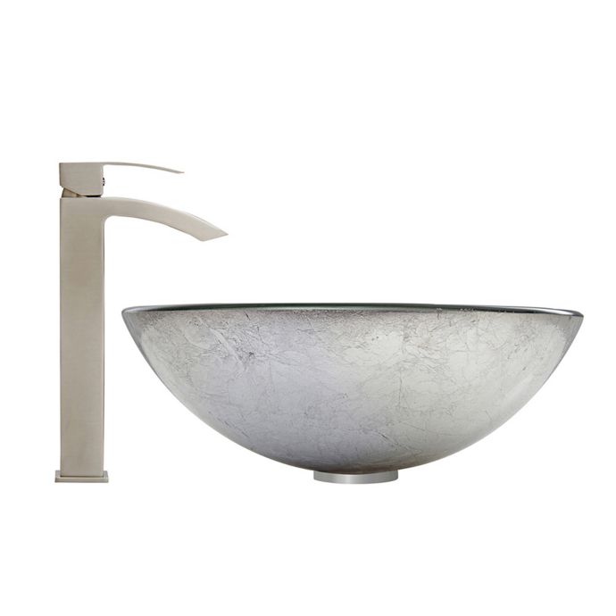 Vigo Simply Silver Vgt603 Glass Vessel Sink And Duris Faucet Set