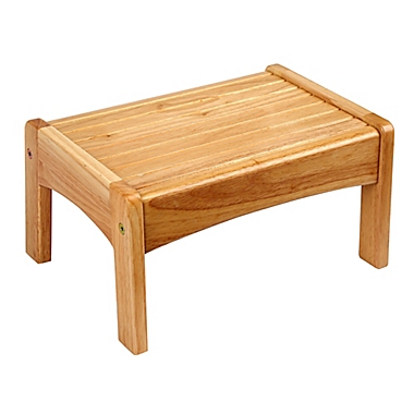 Wildkin Kid&#39;s Slatted Step Stool in Light Brown. View a larger version of this product image.