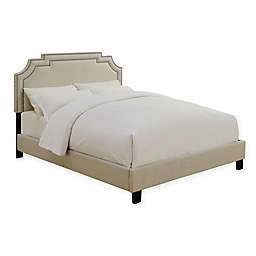 Pulaski All-In-One Clipped Corner Queen Upholstered Bed in Lunar Linen