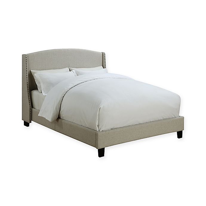 One Shelter Back Upholstered Queen Bed, Linen Upholstered Bed Frame Queen