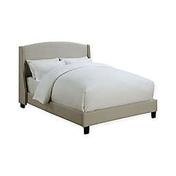 Pulaski All-In-One Shelter Back Upholstered Queen Bed in Lunar Linen