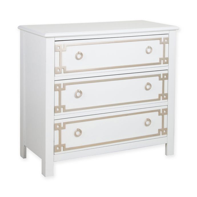 Pulaski Metallic Overlay Drawer Chest In White Gold Bed Bath