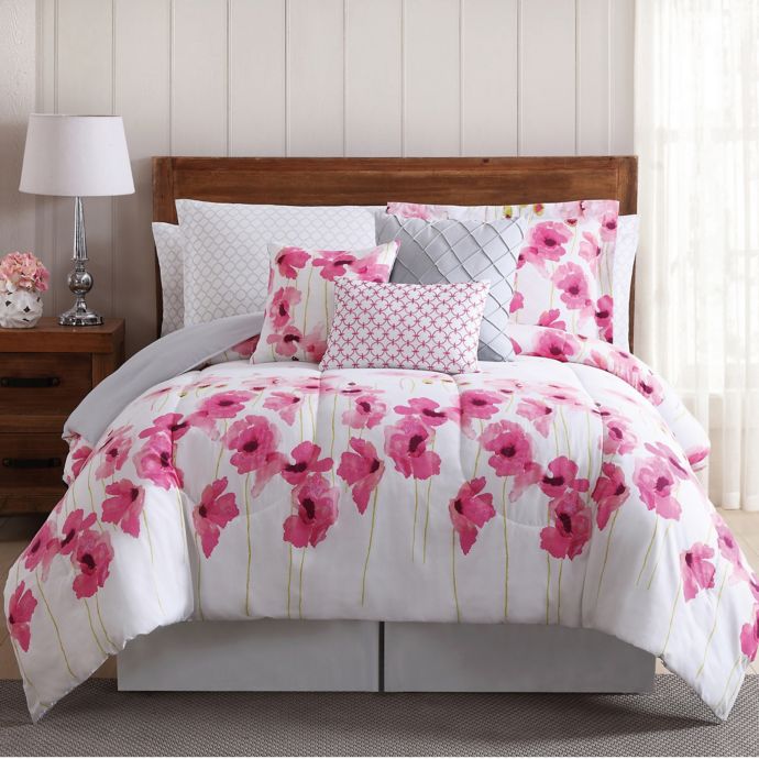 Springfield Floral 12 Piece Comforter Set In Pink White Bed Bath