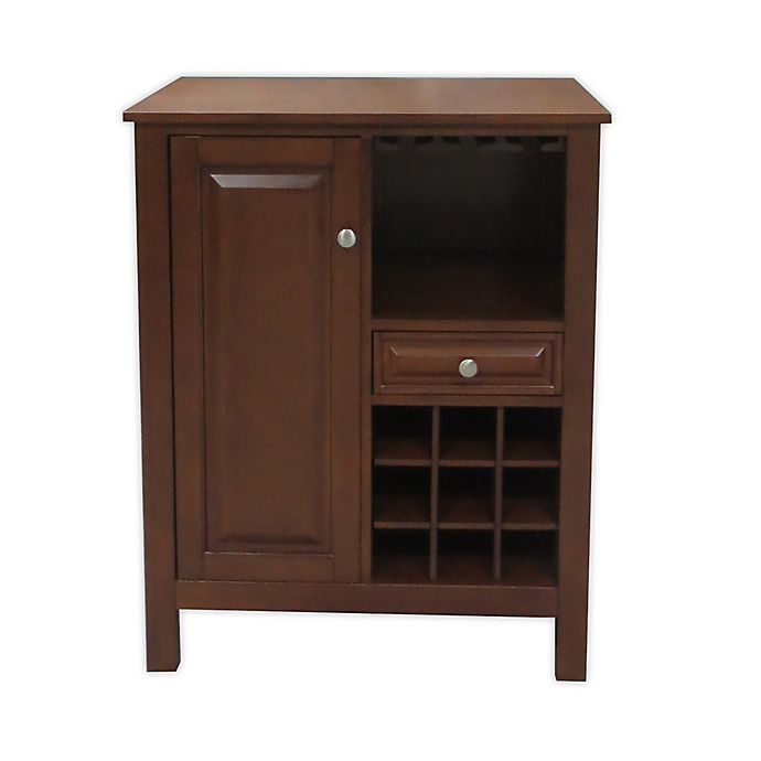 Long Valley No Tools Wine Cabinet In Walnut Bed Bath Beyond