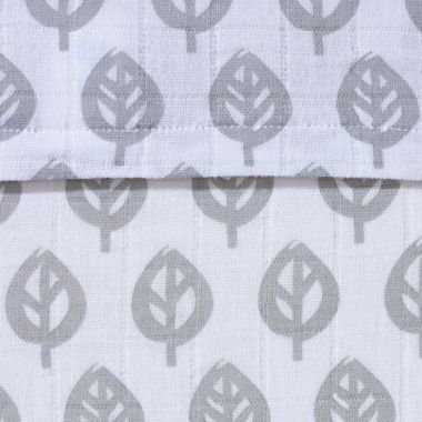 HALO&reg; Bassinest&trade; Muslin Sheet in Grey/White Leaf Print. View a larger version of this product image.
