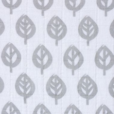 HALO&reg; Bassinest&trade; Muslin Sheet in Grey/White Leaf Print. View a larger version of this product image.
