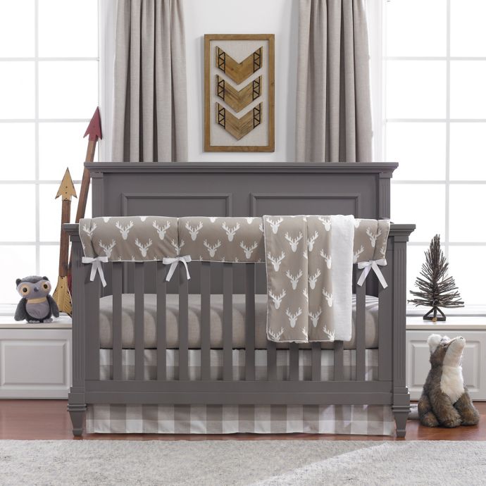 Liz And Roo Buck Woodland Crib Bedding Collection In Taupe