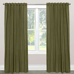 Skyline Furniture Skyline Linen-Blend 63-Inch Rod Pocket/Back Tab Window Curtain Panel in Olive
