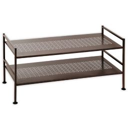 2-Tier Perforated Shoe Storage Rack in Bronze