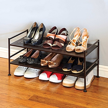 2-Tier Perforated Shoe Storage Rack in Bronze. View a larger version of this product image.