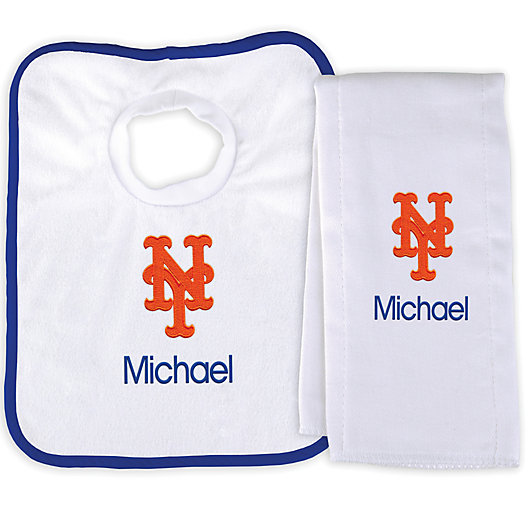 Alternate image 1 for Designs by Chad and Jake MLB New York Mets Bib and Burp 2-Piece Set