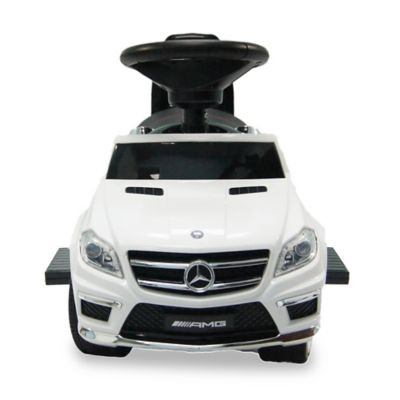 white mercedes push car