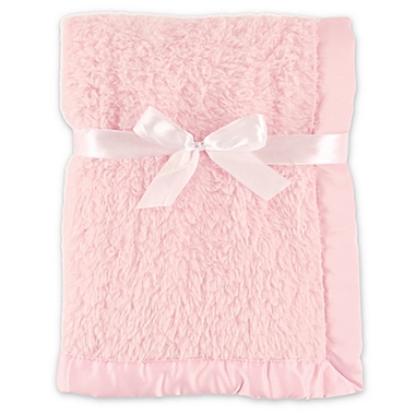 Hudson Baby&reg; Sherpa Blanket with Matte Satin Trim in Pink. View a larger version of this product image.