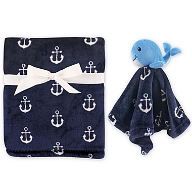 Hudson Baby&reg; Plush Security Blanket Set in Blue. View a larger version of this product image.